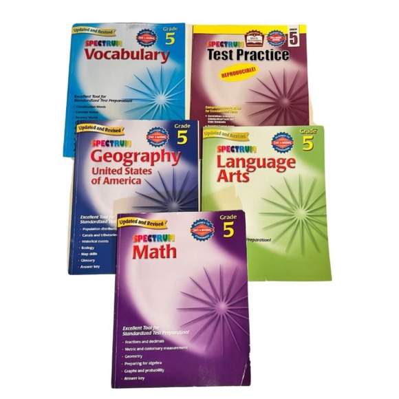Set of 5 Spectrum Teaching Resources-5th grade- Math, ELA, Geography, Test Prep - Picture 1 of 11